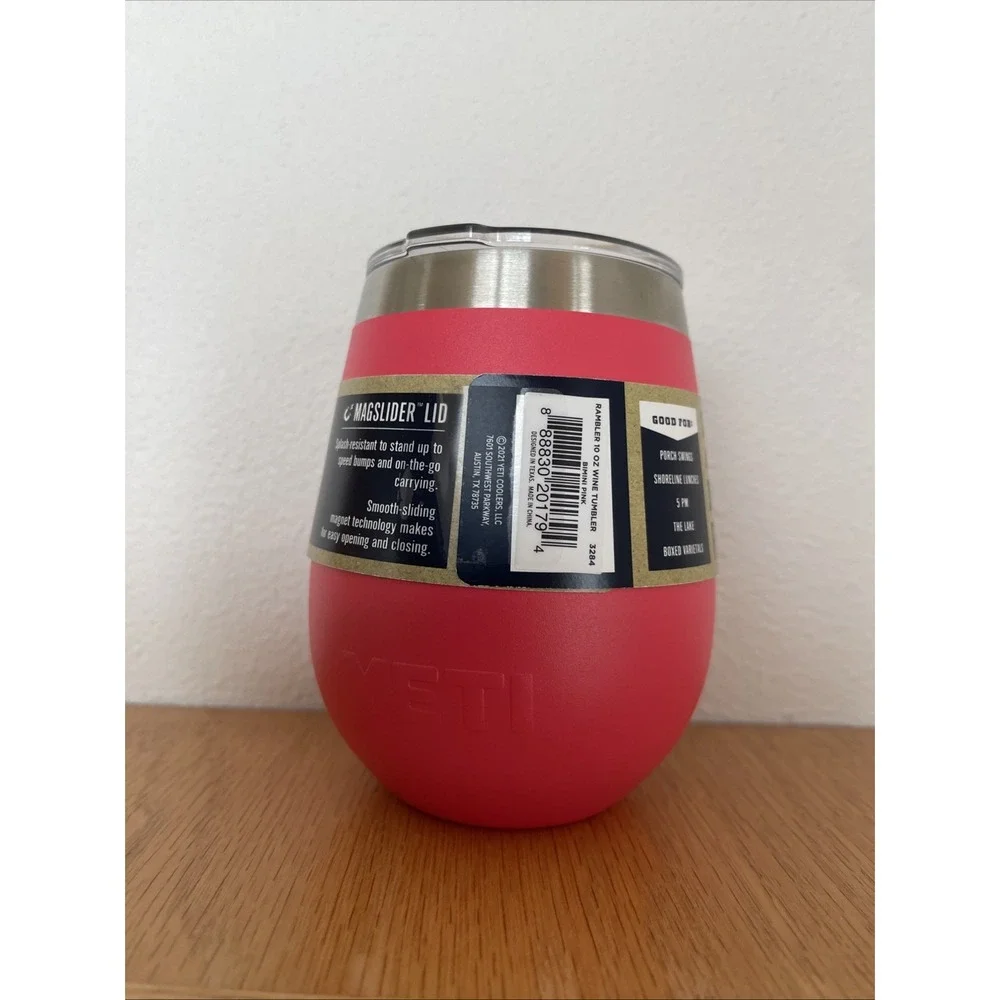 YETI 10oz Wine Tumbler w/ Magslider Lid - Bimini Pink Read Desc